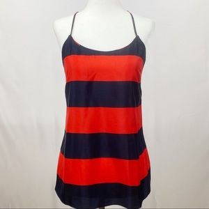 J. Crew, Navy & Red Striped Cami, Size 0